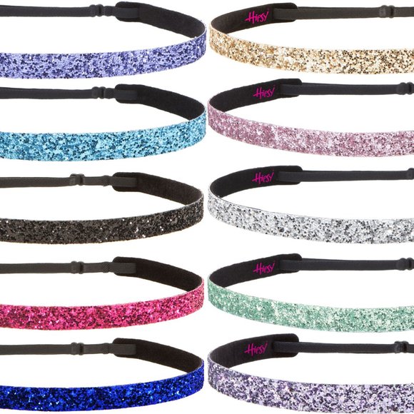 Hipsy 10-pack Bling Glitter Adjustable No Slip Skinny Bold & Pastel Headbands main image 8